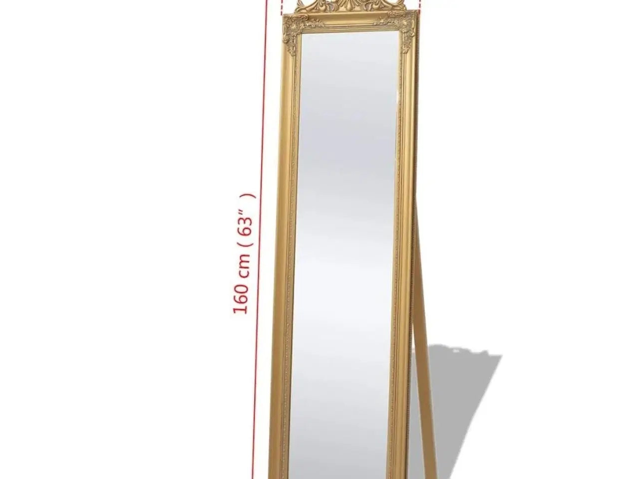 Billede 7 - Fritstående spejl 160x40 cm barokstil guldfarvet