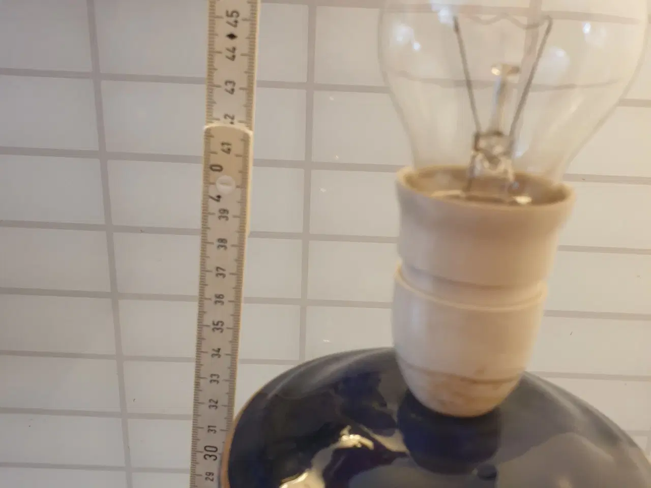 Billede 3 - Vintage Bordlampe I Blå Porcelæn