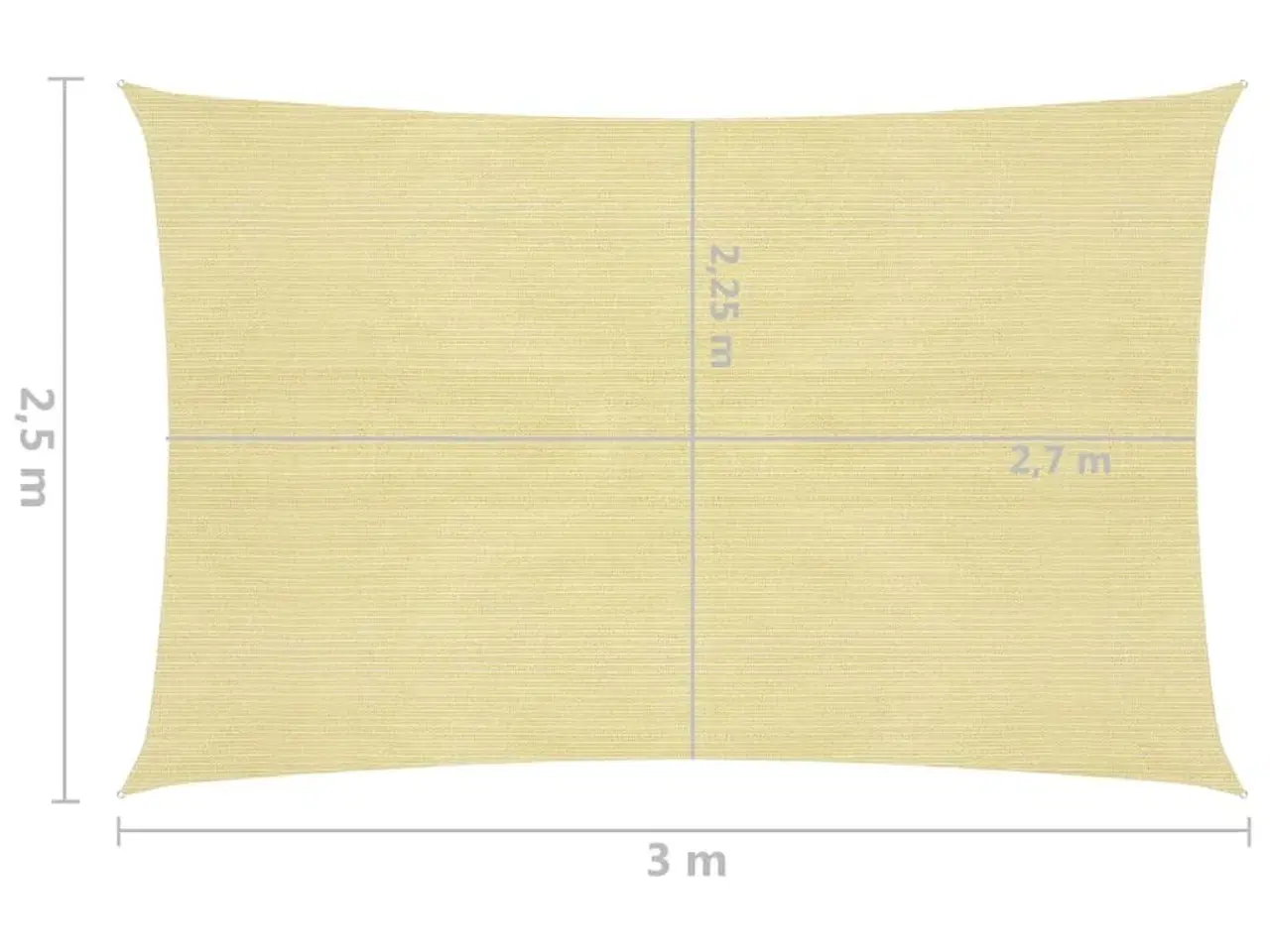 Billede 6 - Solsejl 2,5x3 m 160 g/m² HDPE beige