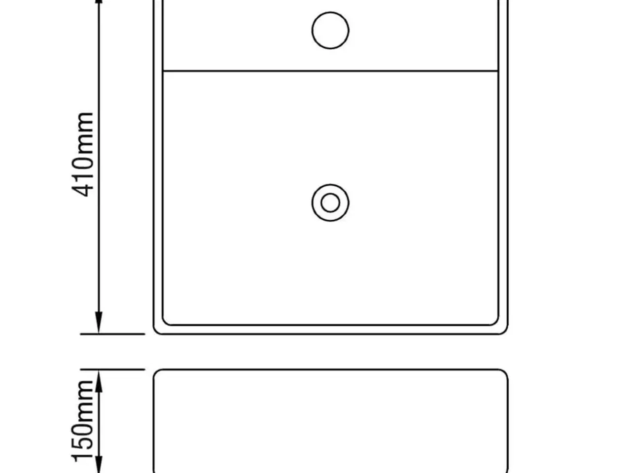 Billede 6 - Keramisk firkantet håndvask m. overløb og hul til hane 41 x 41 cm