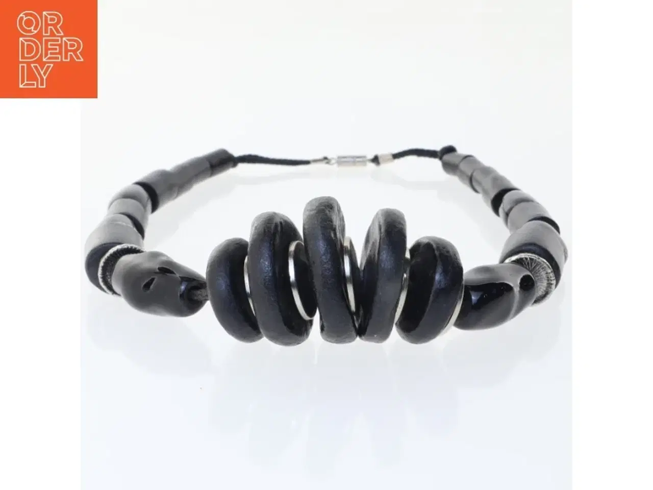 Billede 1 - Sort halskæde med store perler (str. 44 cm)