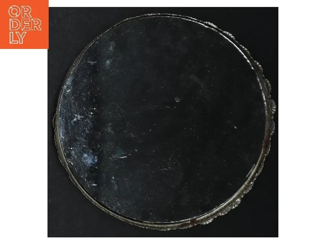 Billede 3 - Rundt fad med spejl dekorativ sølvfarvet ramme (str. 19 cm)