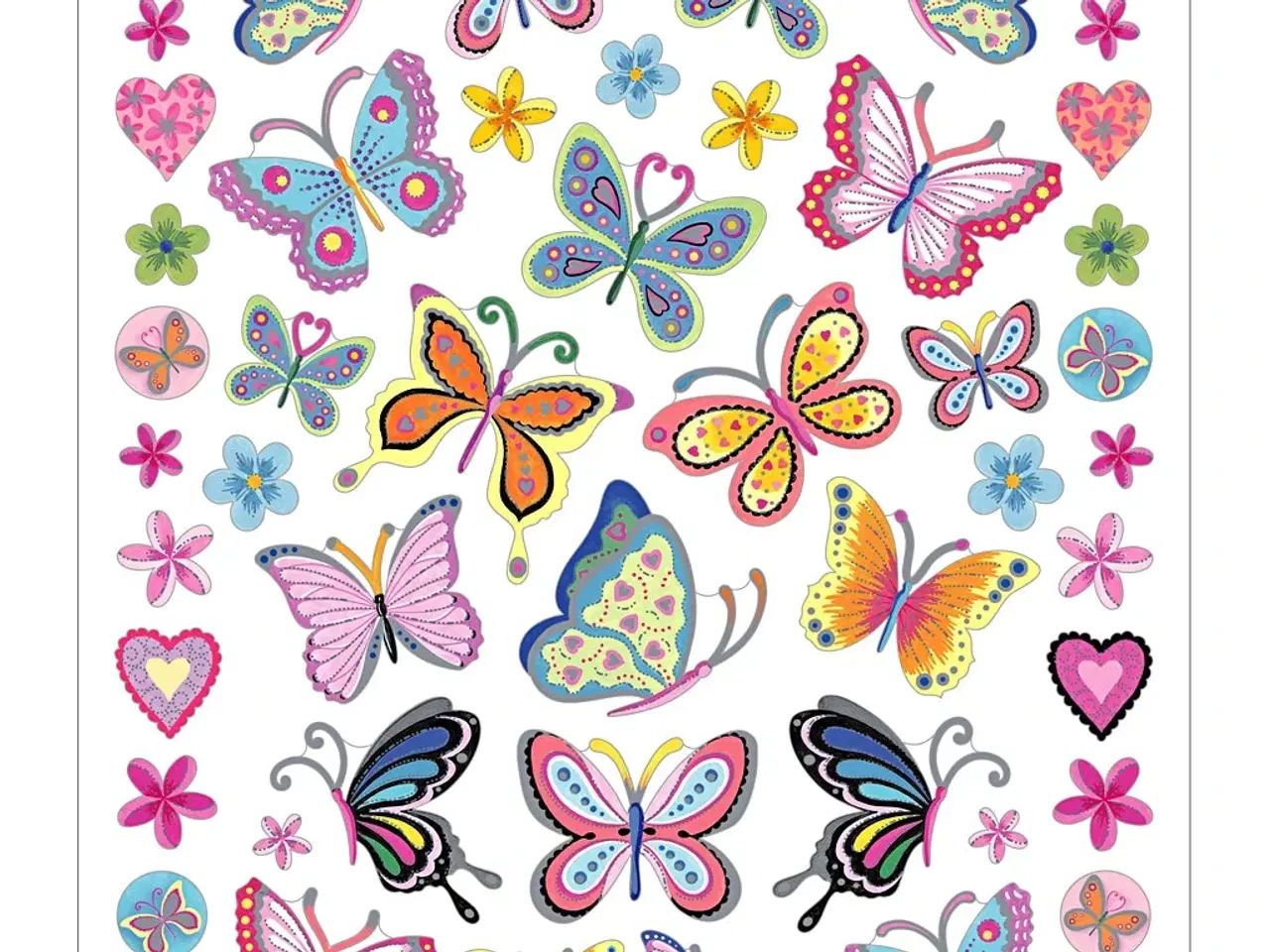 Billede 1 - Farverige Sommerfugle Stickers - 1 ark 15x16,5 cm