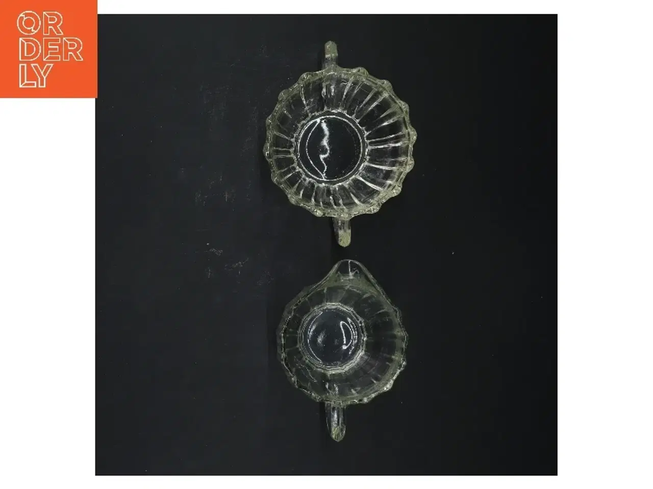 Billede 2 - Glas sukkerskål og flødekande sæt (str. Ø 10 og 8 cm)