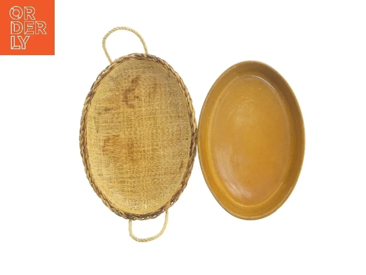 Billede 4 - Flettet kurv med keramikfad (str. Ø 29xØ 20 cm)