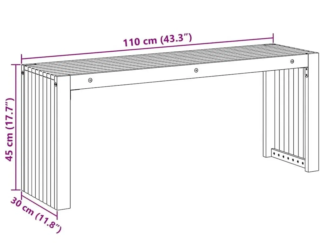 Billede 9 - Bænk Olie Naturlig 110 x 30 x 45 cm Massiv Teaktræ