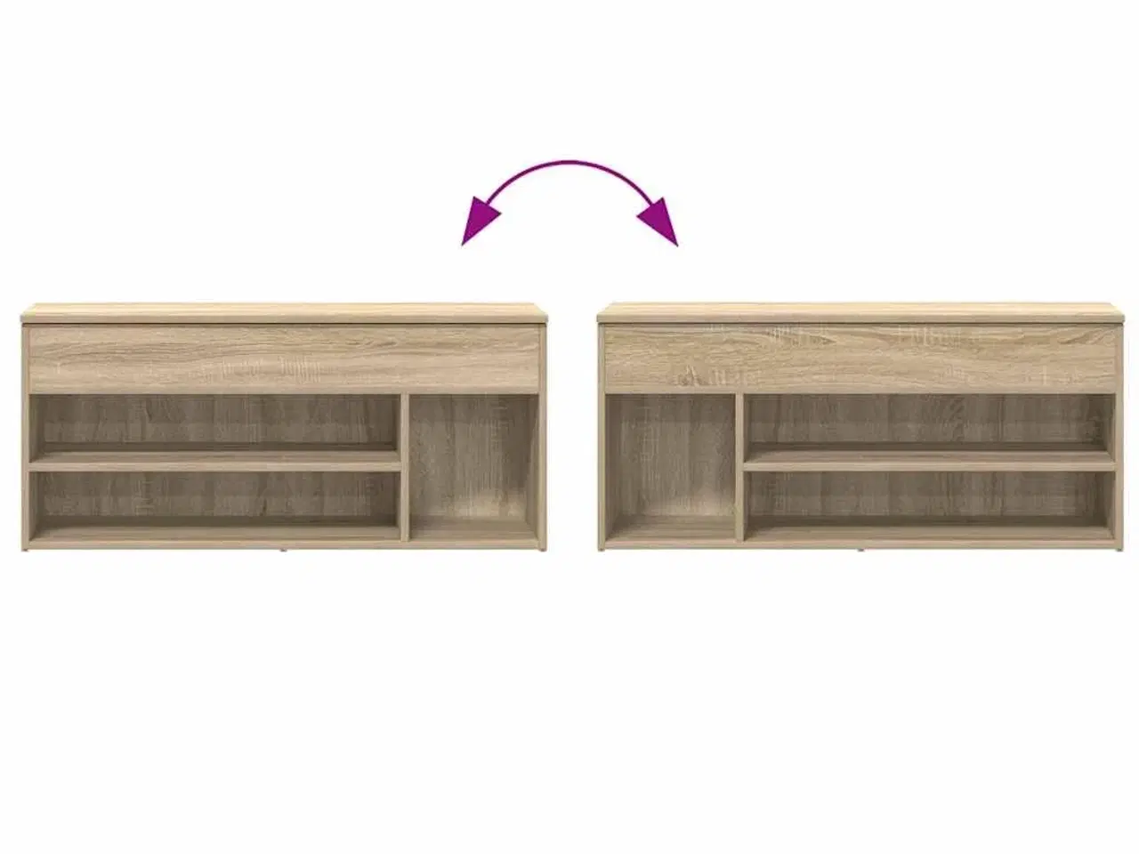 Billede 8 - Skobænk 102x30,5x45 cm konstrueret træ sonoma-eg