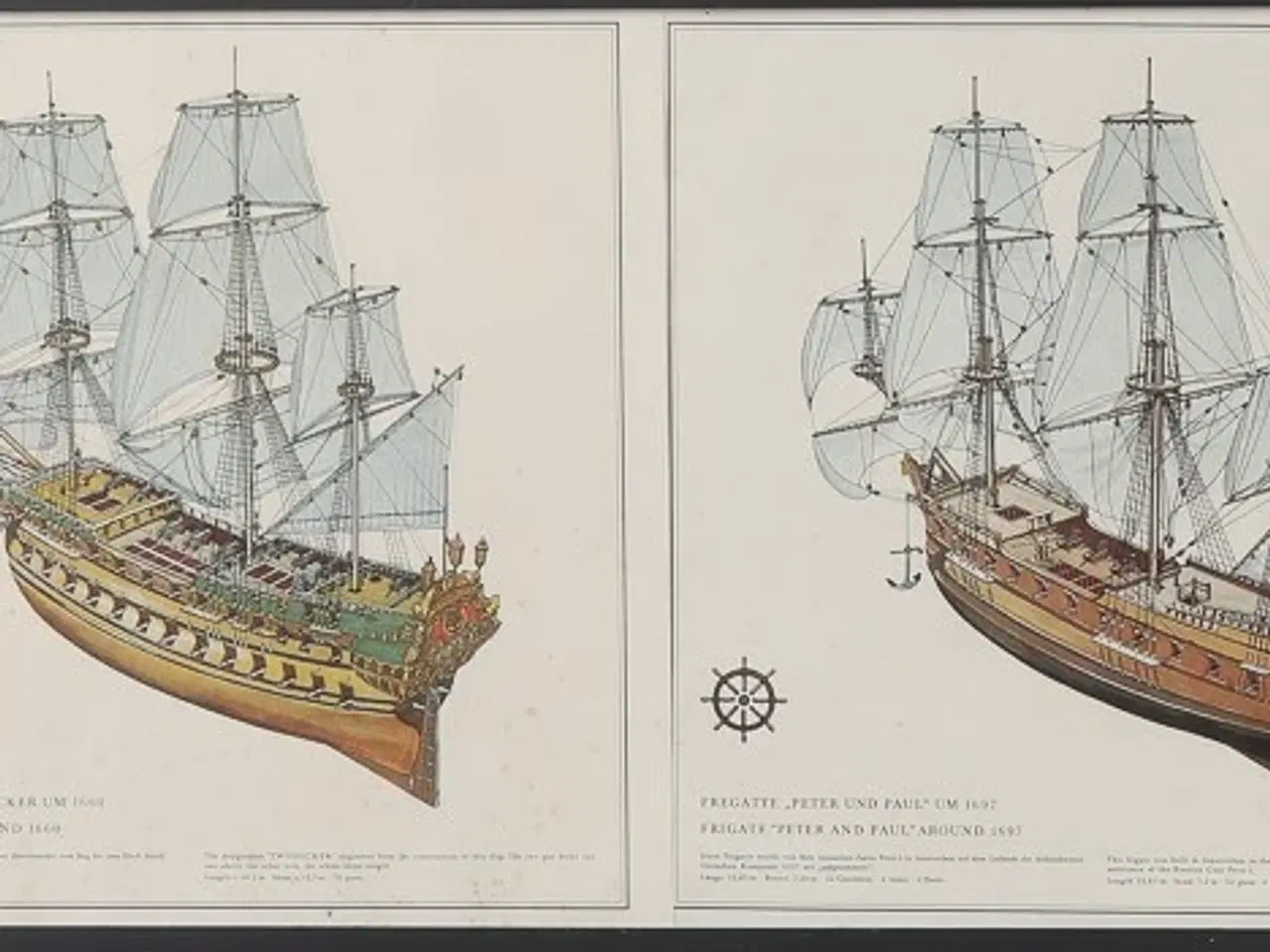 Billede 3 - 8 tryk med gamle træskibe fordelt på 2 rammer
