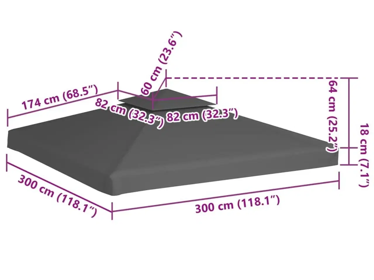 Billede 6 - Pavillontopdække i 2 lag 3x3 m 310 g/m² gråbrun