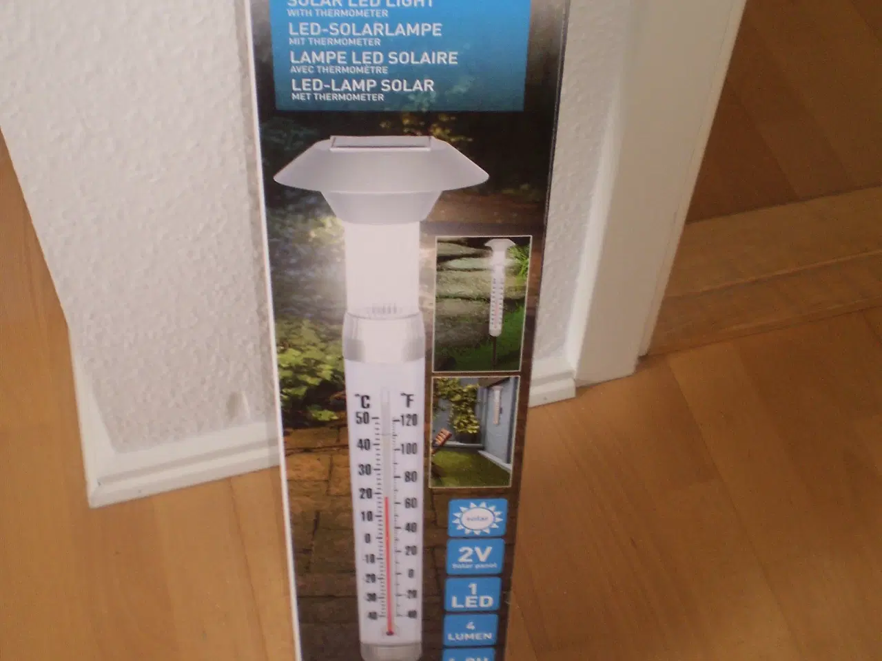 Billede 1 - Led-Solarlampe med termometer