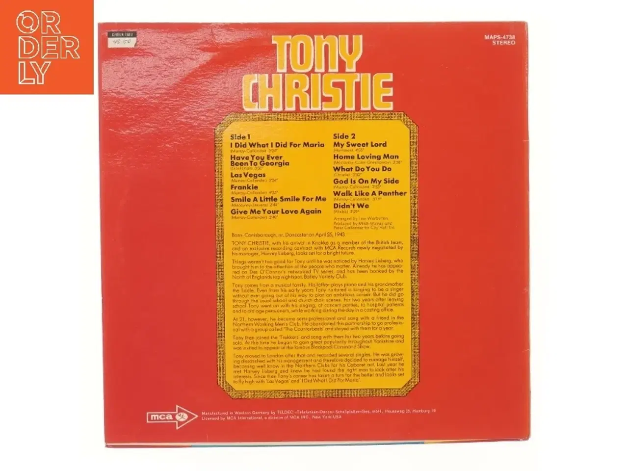 Billede 2 - Tony Christie Las Vegas LP