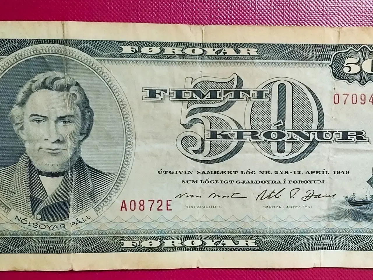Billede 1 - FÆRØERNE 50 KRÓNUR / KRONER 1987 Nolsoyar Pall p20