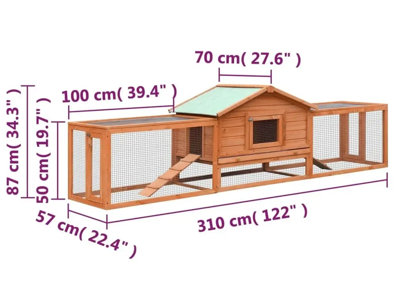 Billede 10 - Kaninbur 310x70x87 cm massivt fyrre- og grantræ