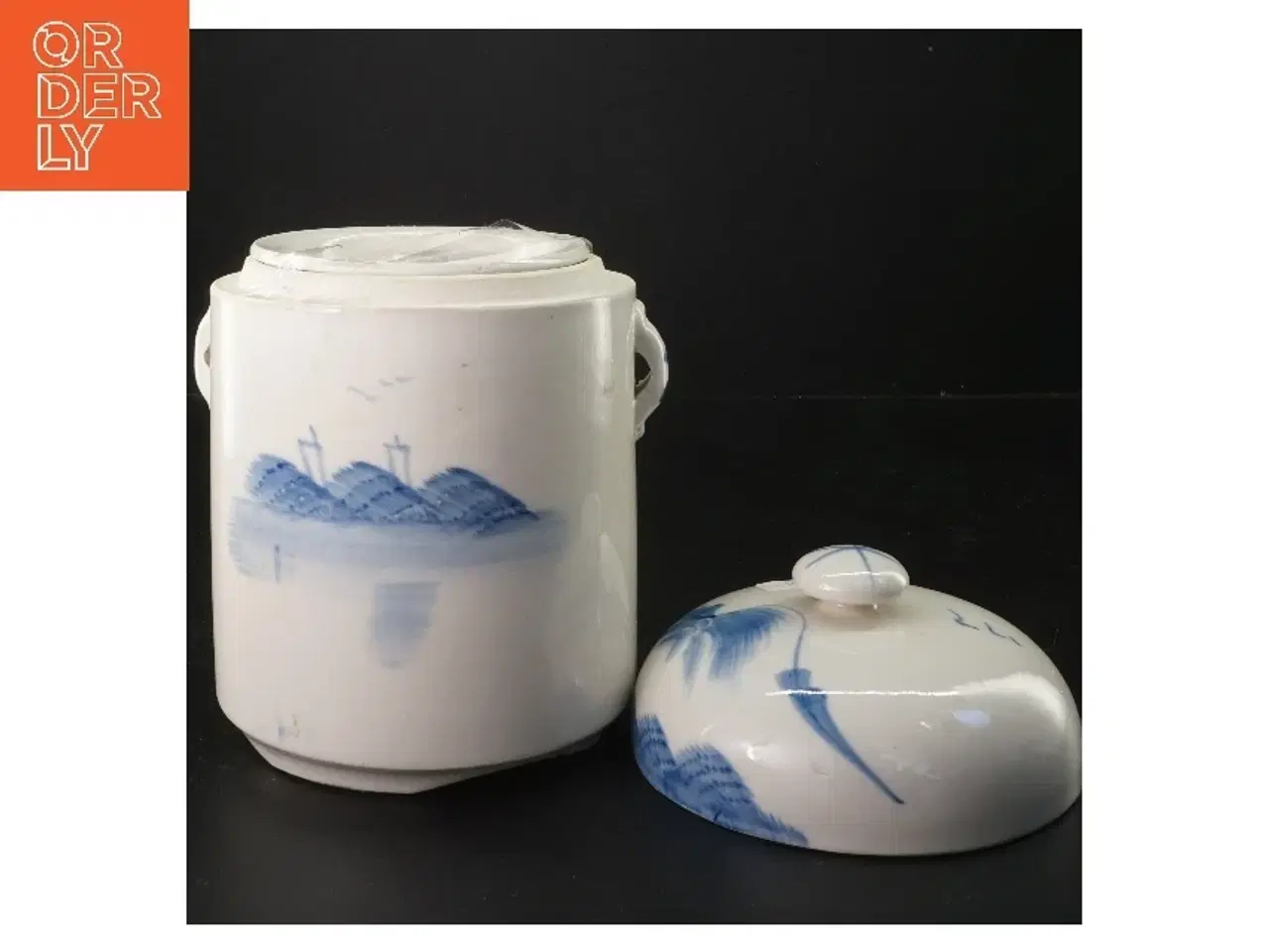 Billede 2 - Orientalsk Fajance krukke med låg (str. 21 cm)