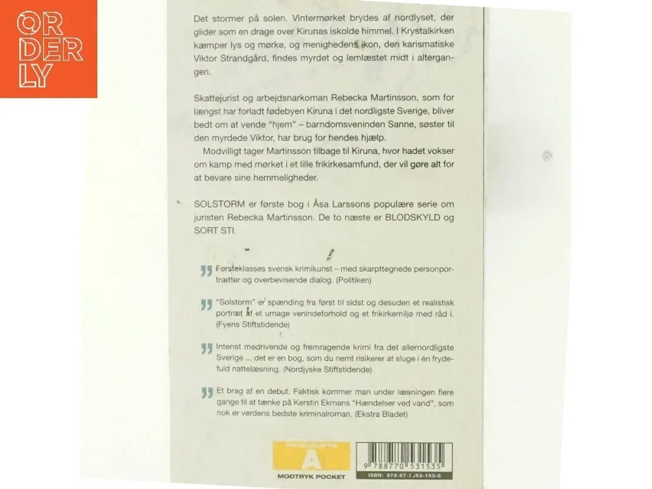 Billede 3 - Solstorm af Åsa Larsson (Bog)