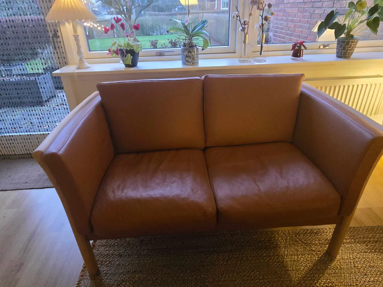 Billede 4 - 2 og 3 personers Cognac lædersofa 