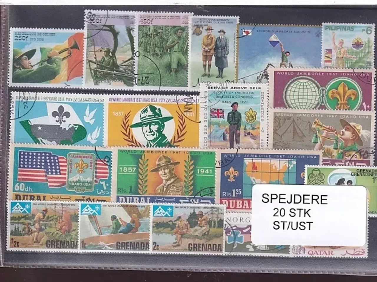 Billede 1 - Spejder på Frimærker. 20 Stk. Stemplet/Ustemplet