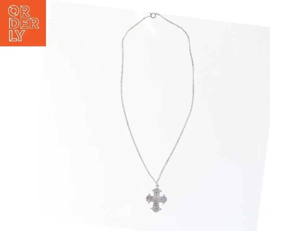 Billede 1 - Sølvkæde med korsvedhæng (str. 36 cm)