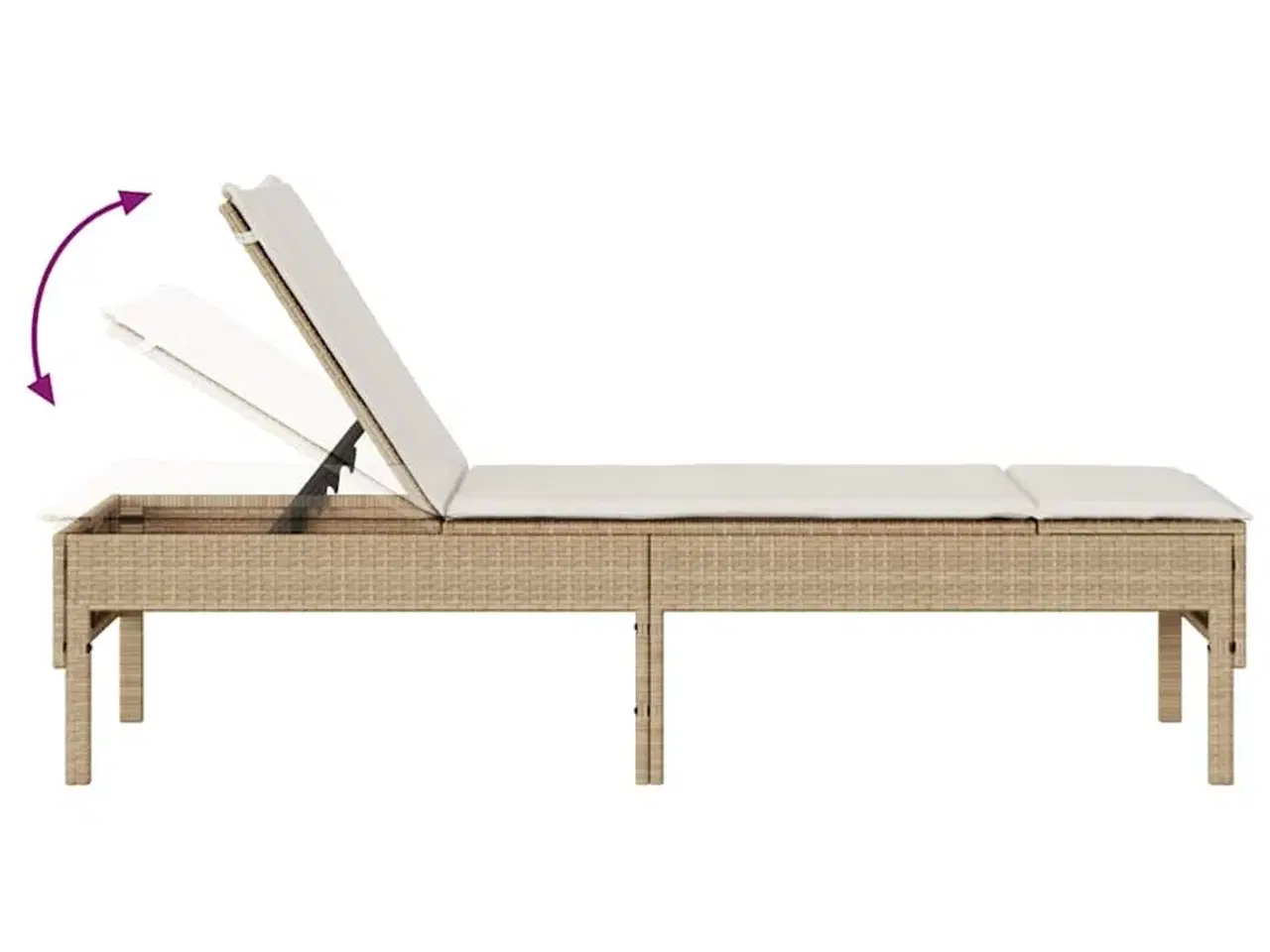 Billede 8 - Liggestol med hynde 55x200x44 cm polyrattan beige