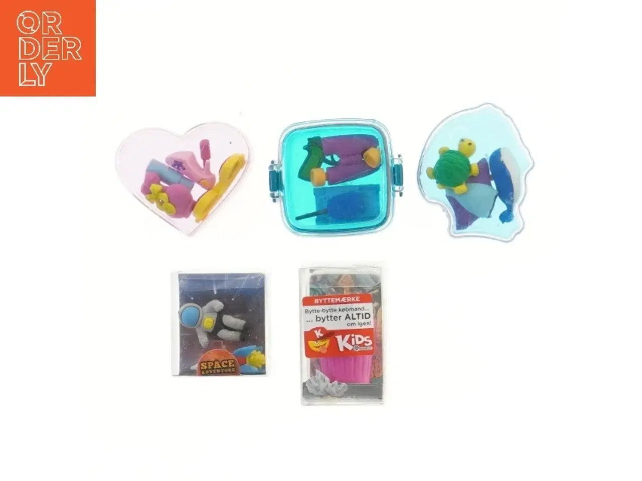 Billede 1 - 5 x sjove viskelædersamleræsker – astronaut, dyr, pistol m.m.