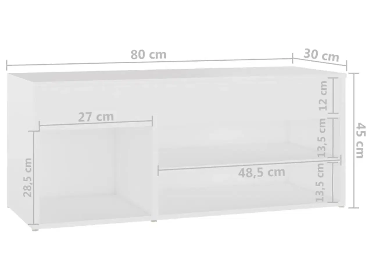 Billede 8 - Skobænk 80x30x45 cm konstrueret træ hvid