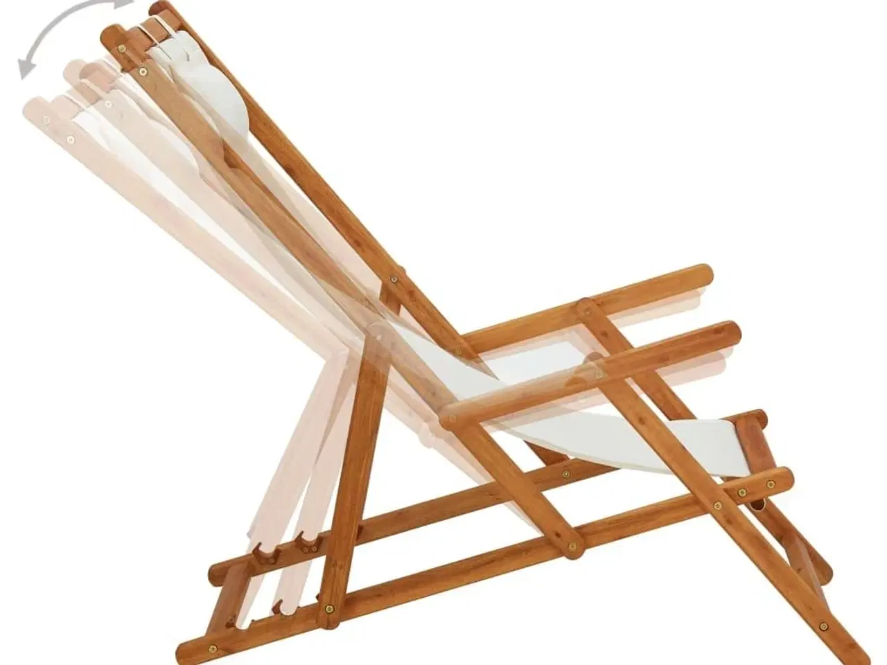 Billede 3 - Foldbar strandstol eukalyptustræ og stof cremefarvet
