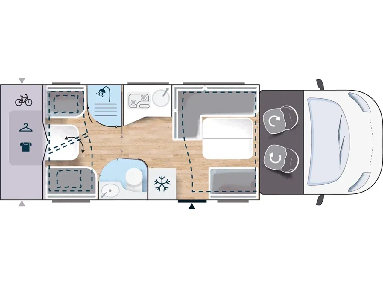 Billede 19 - 2020 - Chausson Welcome Premium 716   Kommissionssalg! Fantastisk delintegreret autocamper med el. sænkbar køjer i bag.og sænkbar dobbeltseng i front, el-markise og NORTRONIX alarm.