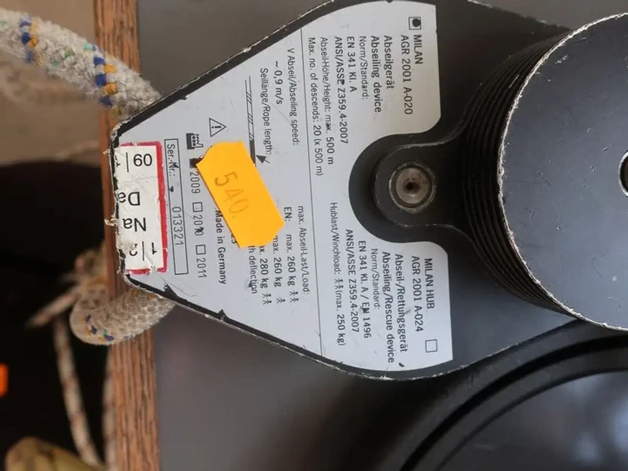 Billede 2 - Redningshejs SKYLOTEC MILAN & pose m. indhold