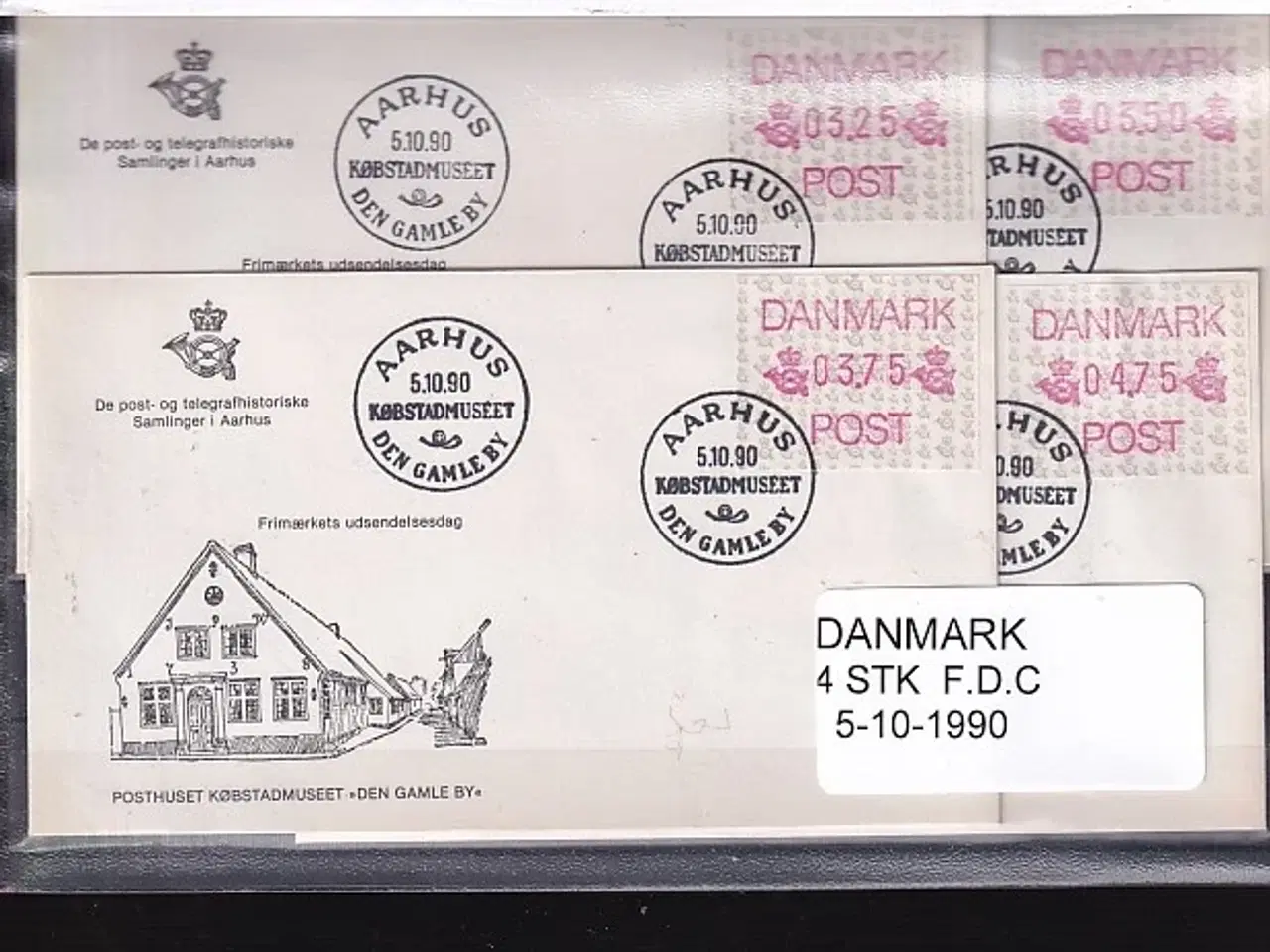 Billede 1 - Danmark - Frankeringsmærker - 4 Stk. FDC - 1990 - Stemplet