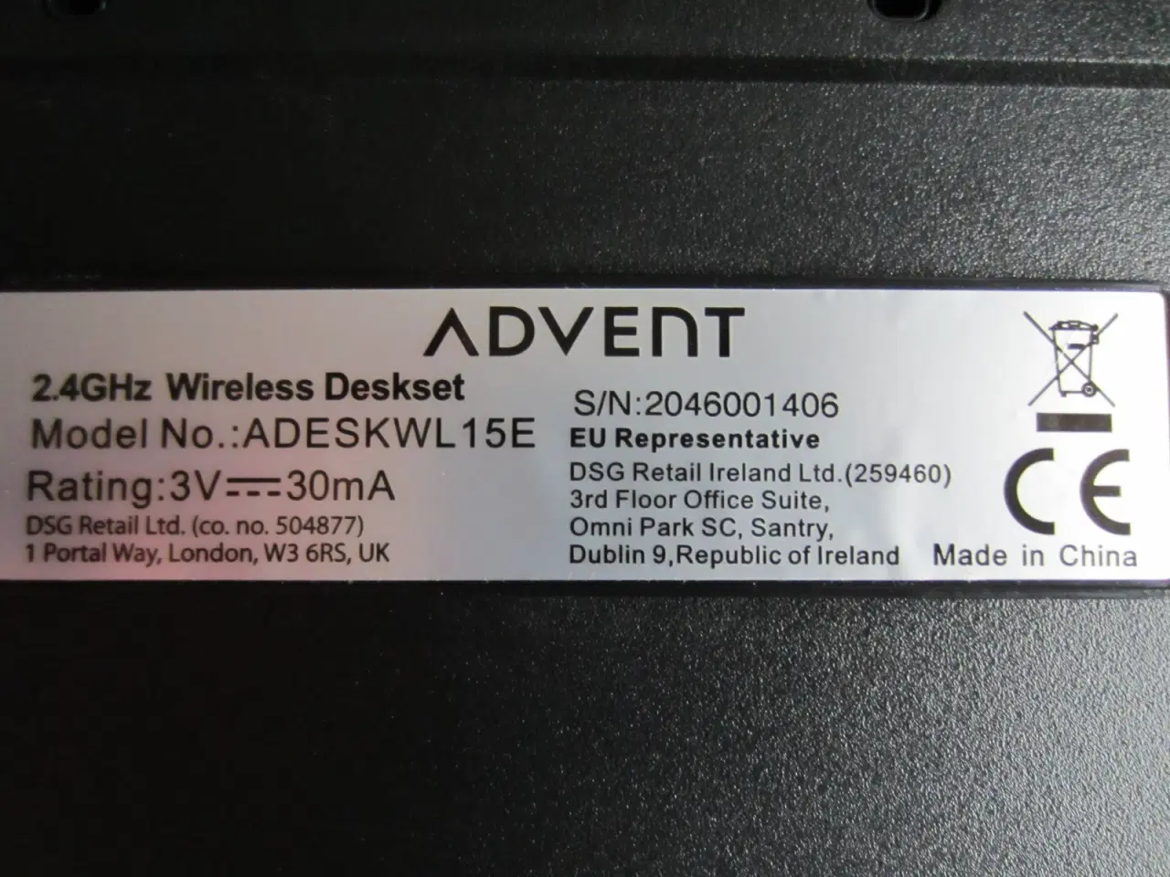 Billede 3 - ADVENT wireless ADESKWL15E trådløs tastatur