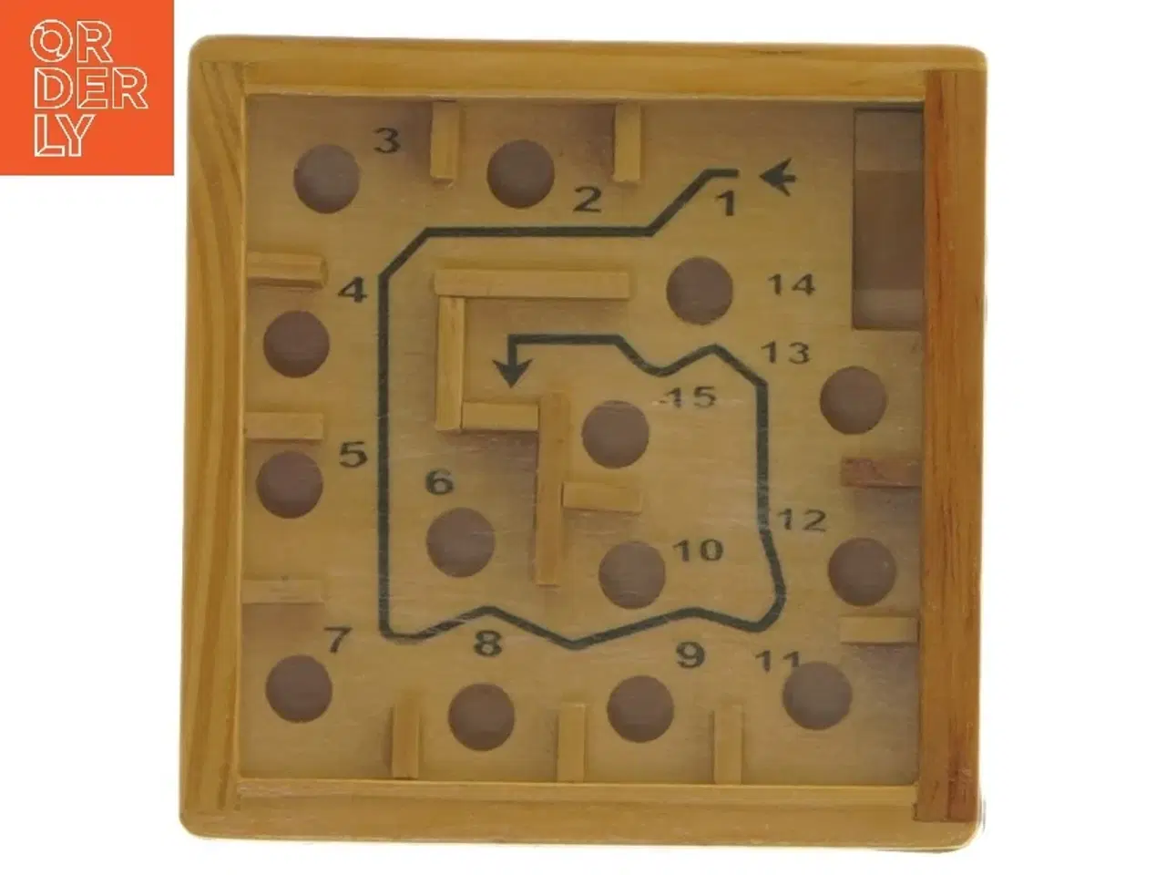 Billede 1 - Labyrintspil i træ (str. 9x9x2,5 cm)