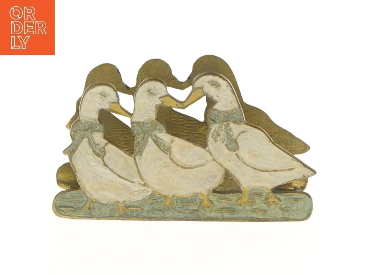 Billede 1 - Messing vintage servietholder med ænder (str. 16x9 cm)