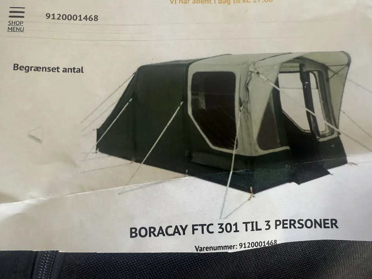 Billede 1 - Nyt dometic 3 pers. Luft telt