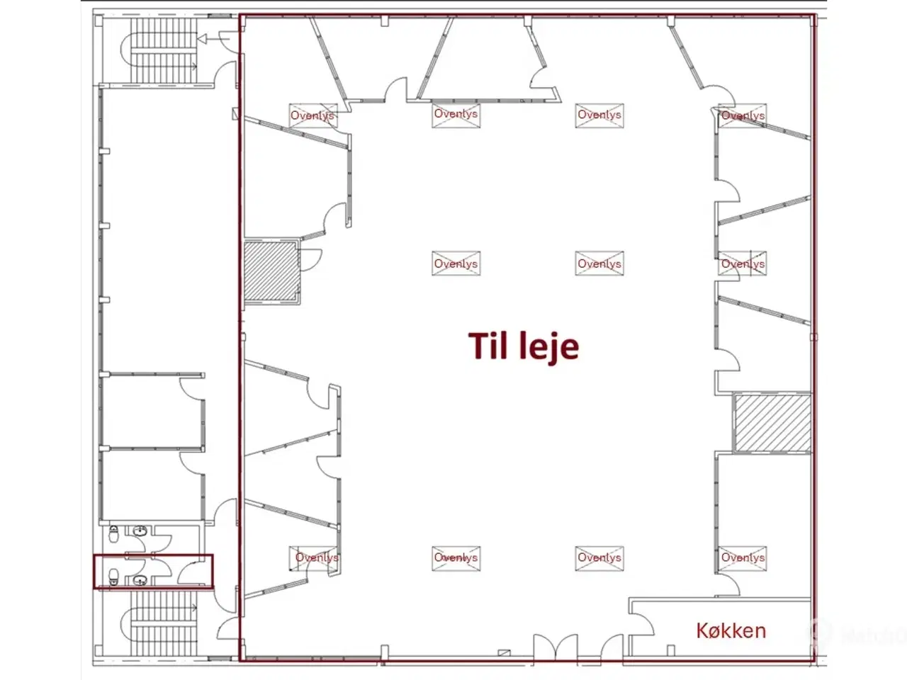 Billede 40 - Suveræn Beliggenhed – Showroom. Klinik, Butik, Gaming, Kontor mm. – Stort åbent areal i midten og mindre cellekontorer i glas.