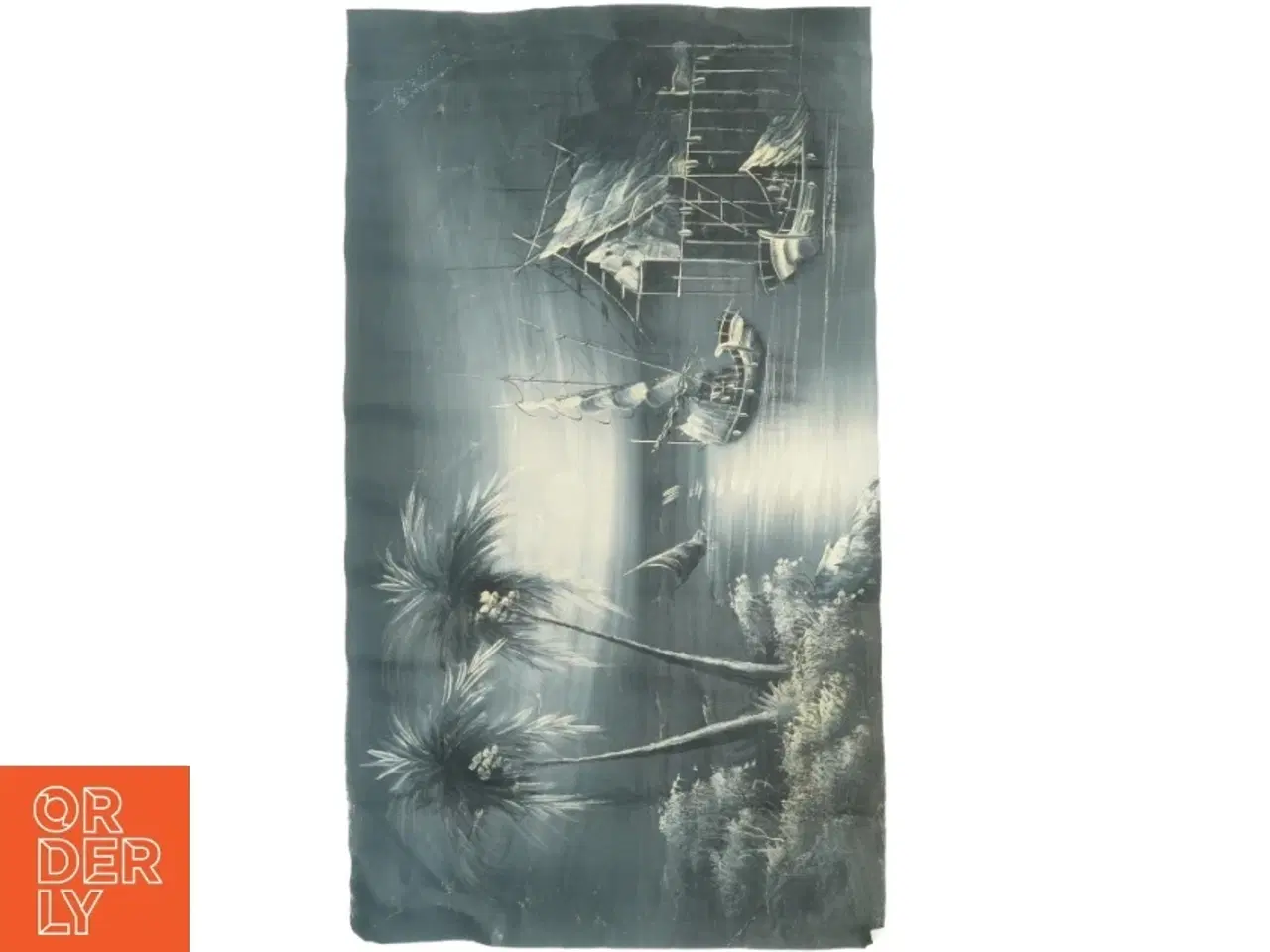 Billede 1 - Havmotiv maleri på stof (str. 45 x 80 cm)