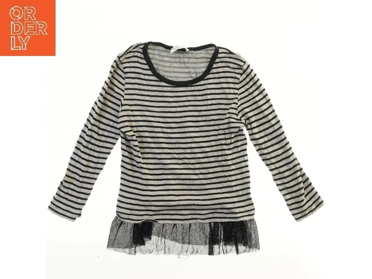 Billede 1 - Mads Nørgaard langærmet stribet bluse med tyl (str. S)