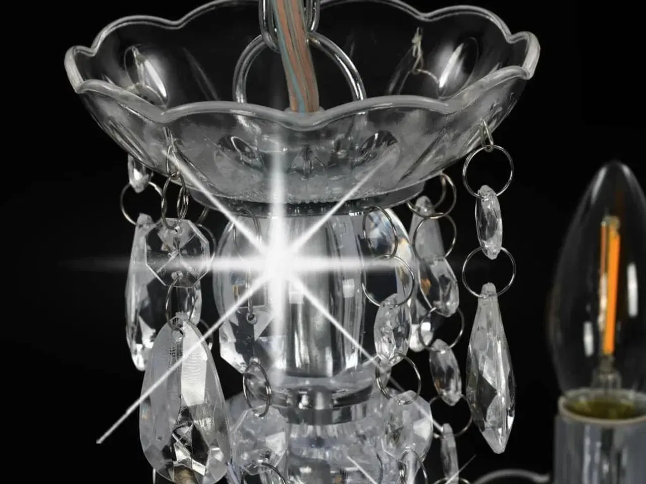Billede 4 - Lysekrone med krystalperler rund 5 x E14 sølvfarvet