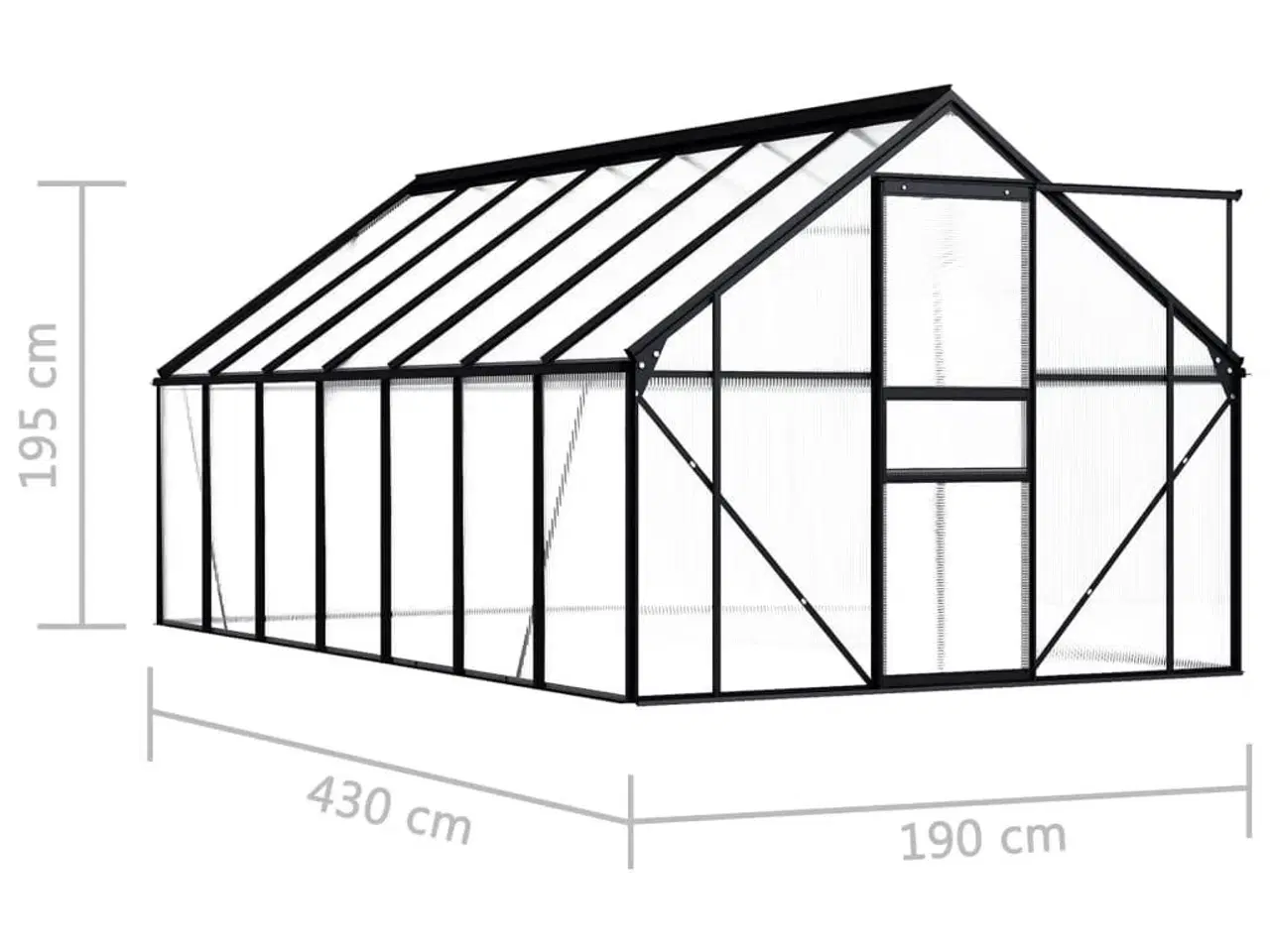 Billede 6 - Drivhus 8,17 m² aluminium antracitgrå