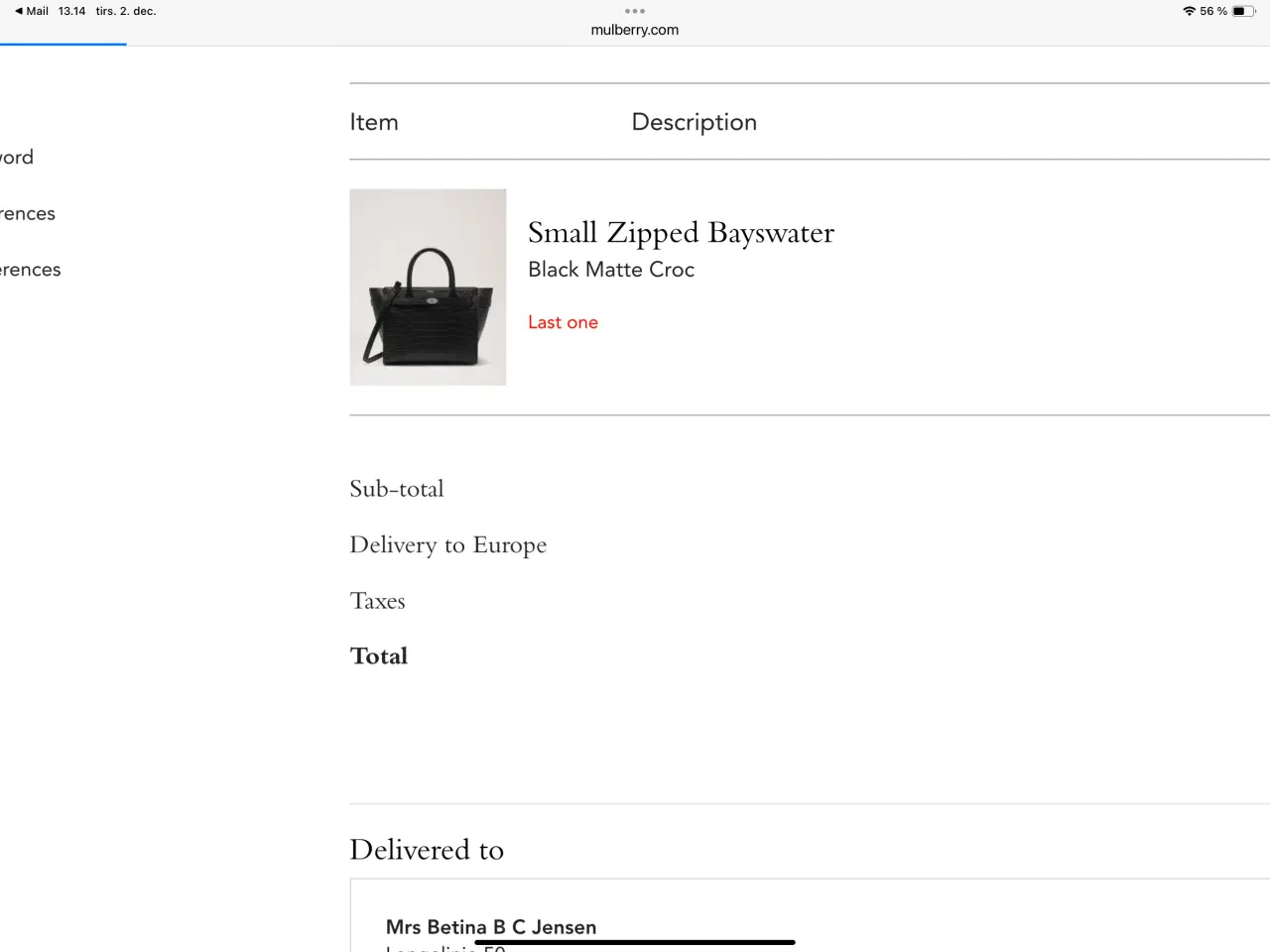 Billede 10 - Mulberry small zipped Bayswater, Croc. 