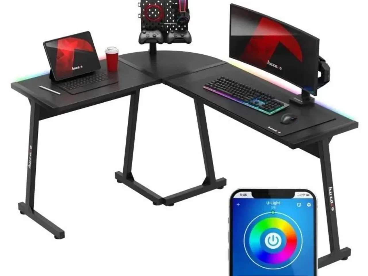 Billede 5 - Gamingbord Huzaro Hero 6.0 RGB – sort L-form
