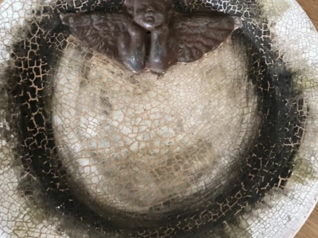 Billede 3 - Gammel Fin stof fad med Engle 