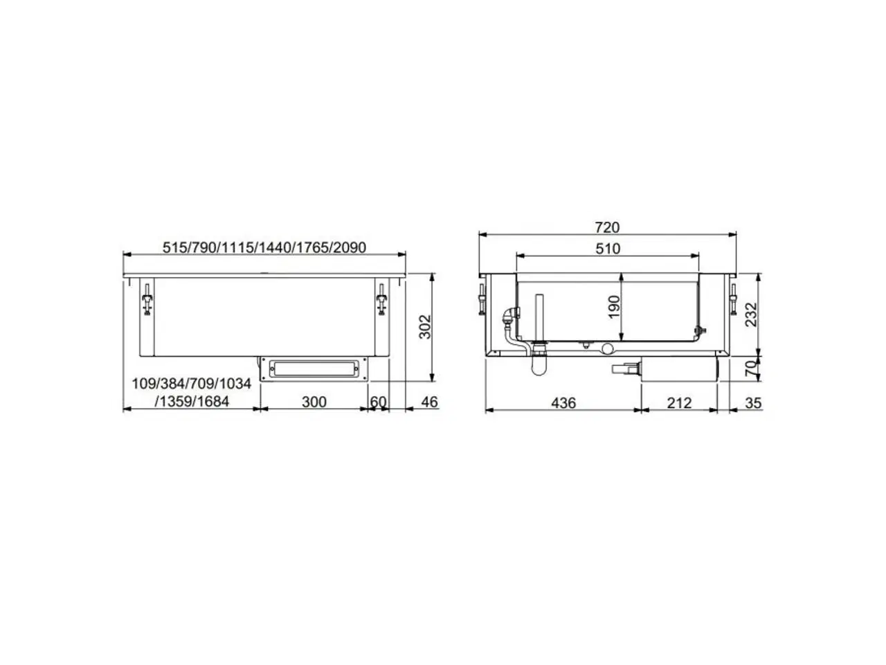 Billede 2 - Bain marie – 1765x720x302 mm – 5/1 GN