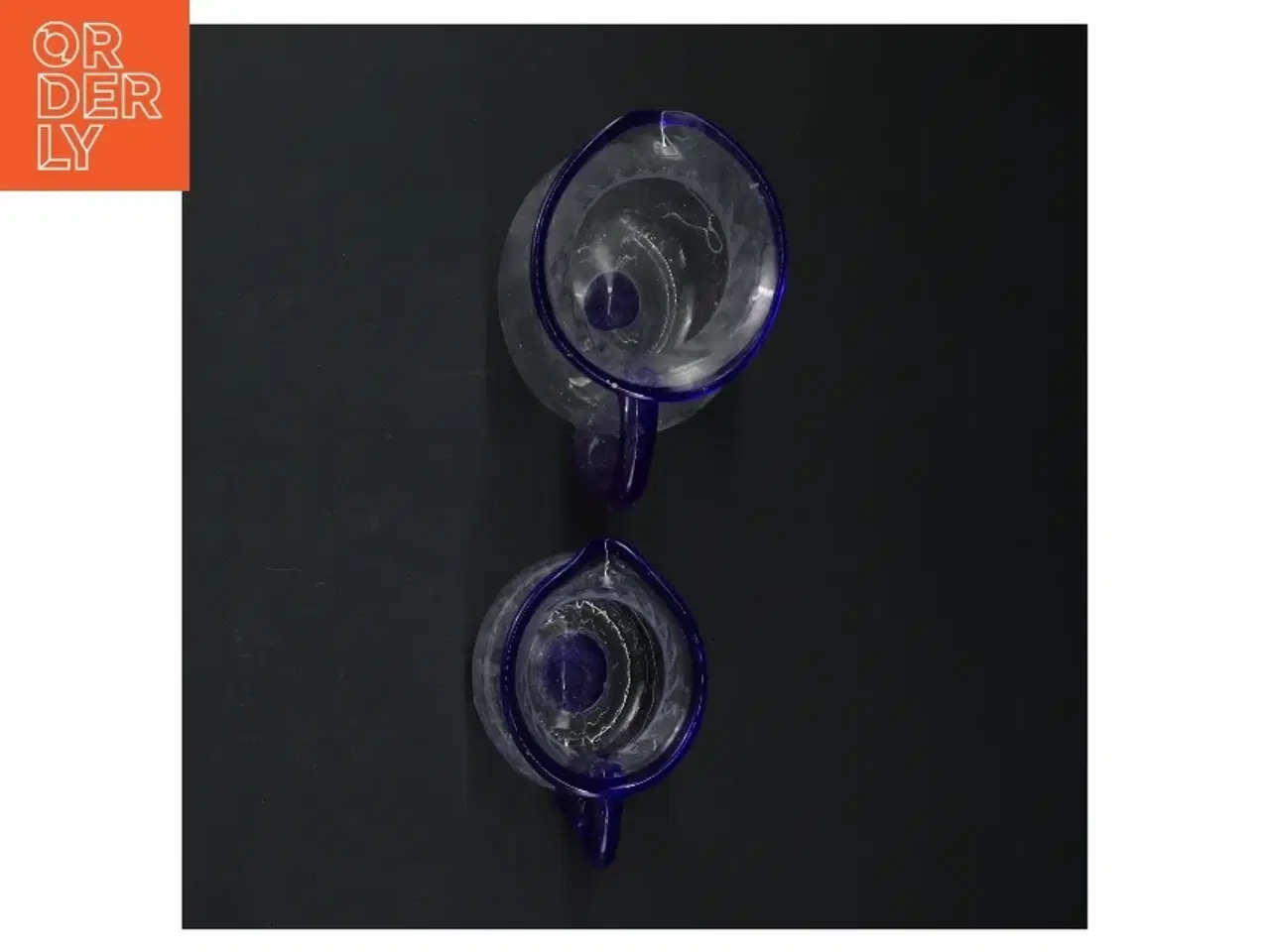 Billede 6 - To glas kander med blå kant fra Guidlum (str. 11 cm. og 8 cm)