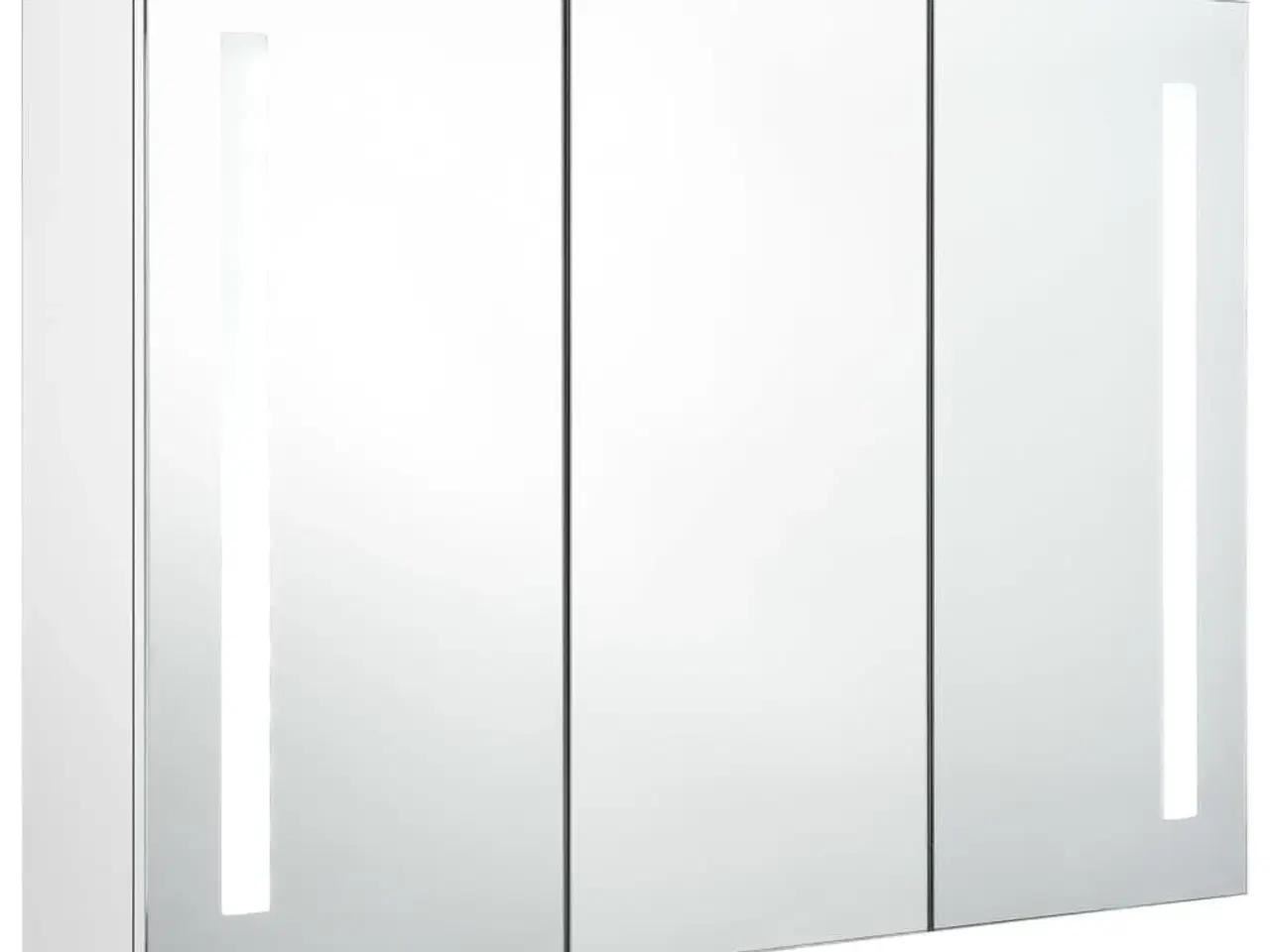 Billede 2 - Badeværelsesskab med spejl + LED-lys 89x14x62 cm skinnende hvid