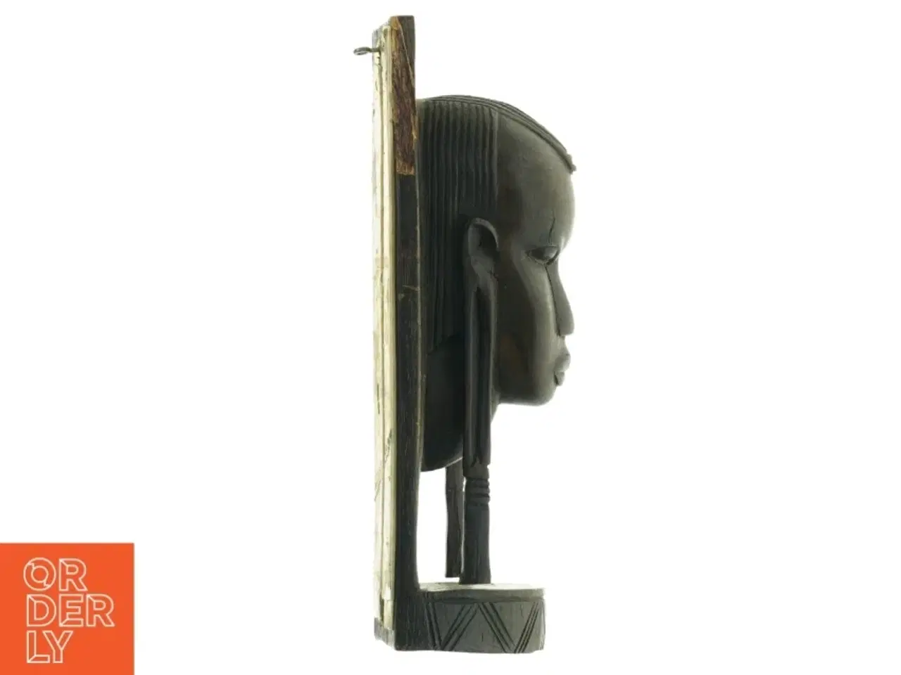Billede 1 - Træskulptur af menneskeansigt (str. 24. x 6 cm)