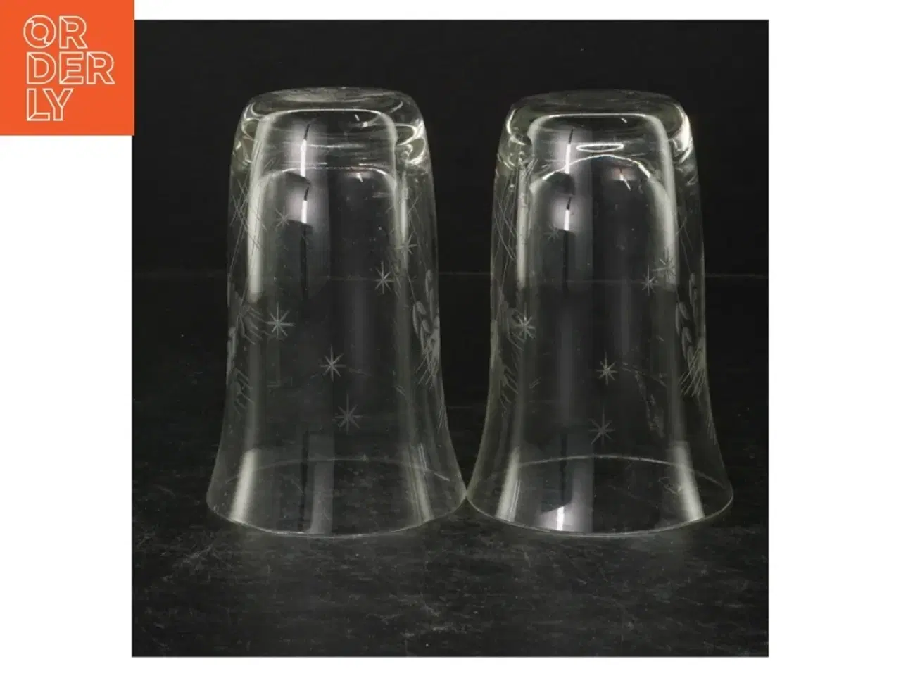 Billede 1 - Gravérede glas (str. Ø 9 cm. længde, 12 cm)