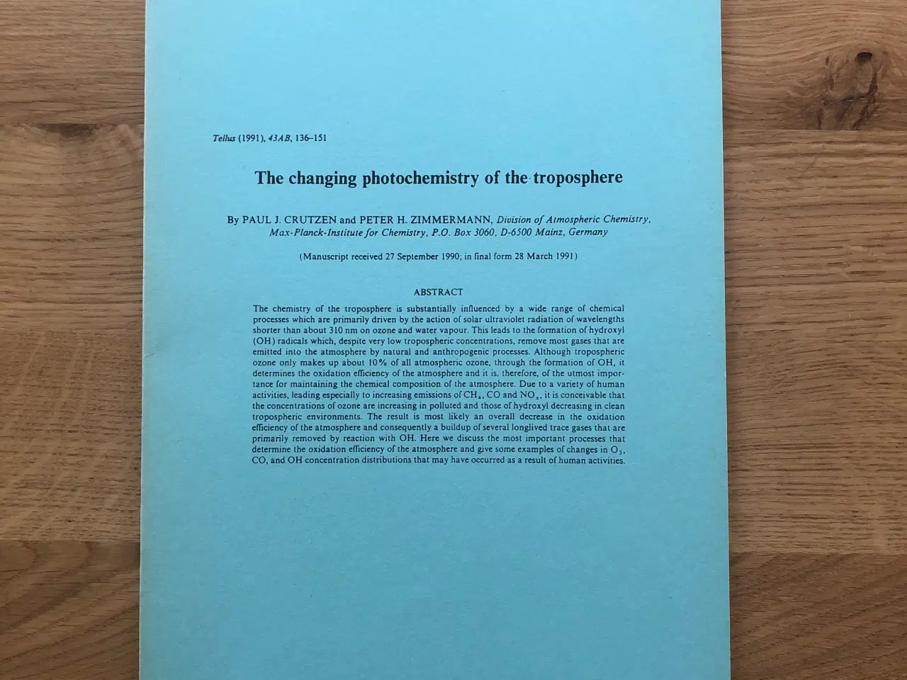 Billede 1 - The changing photochemistry of the troposphere