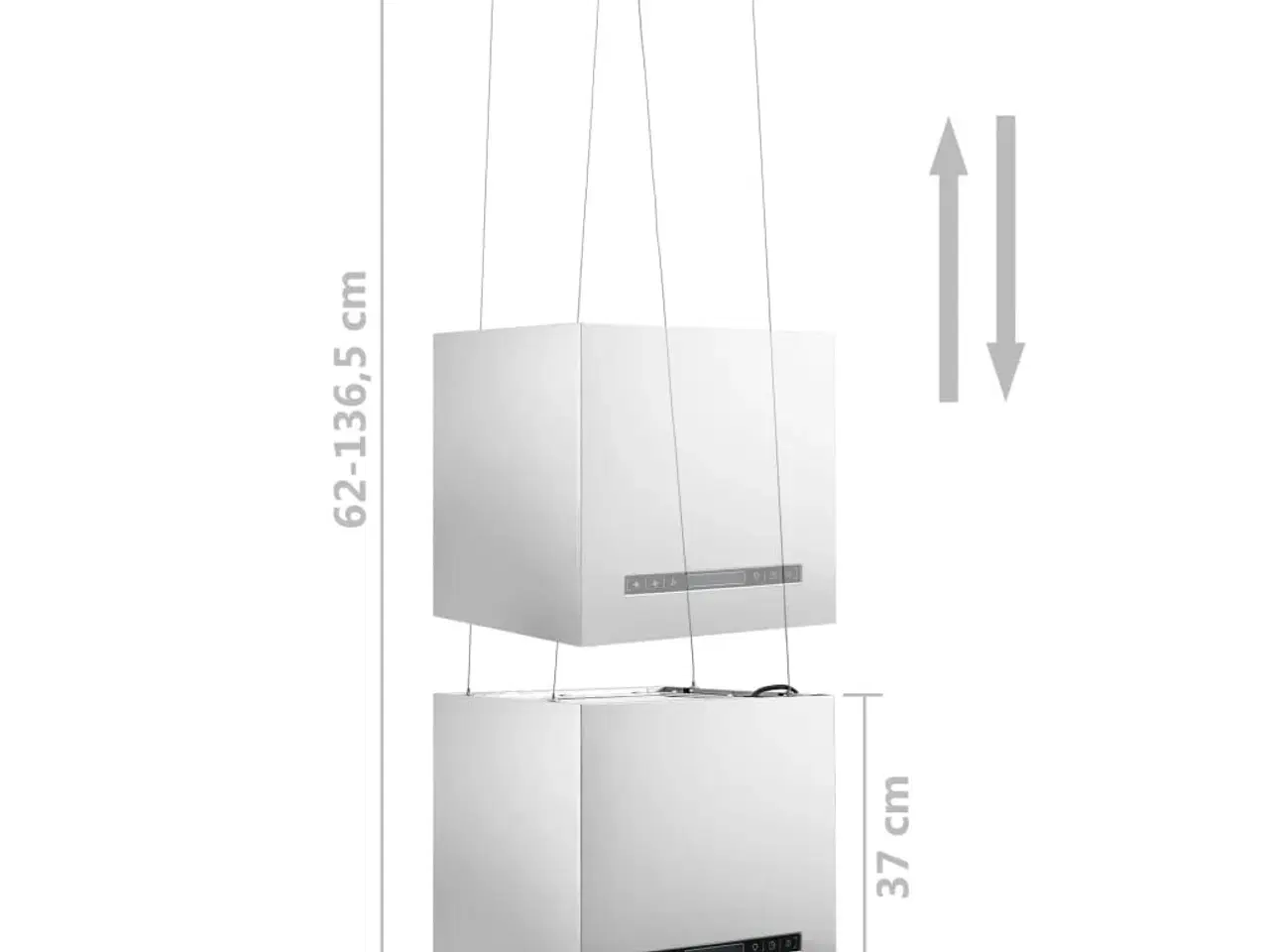Billede 8 - Hængende ø-emhætte med touchsensor LCD 37 cm rustfrit stål