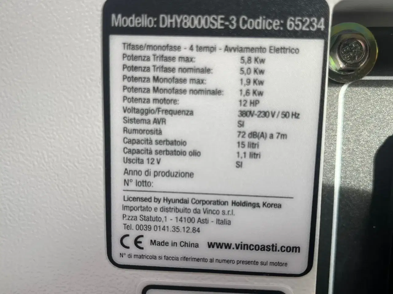 Billede 3 - Hyundai DHY8500SE-T Diesel generator