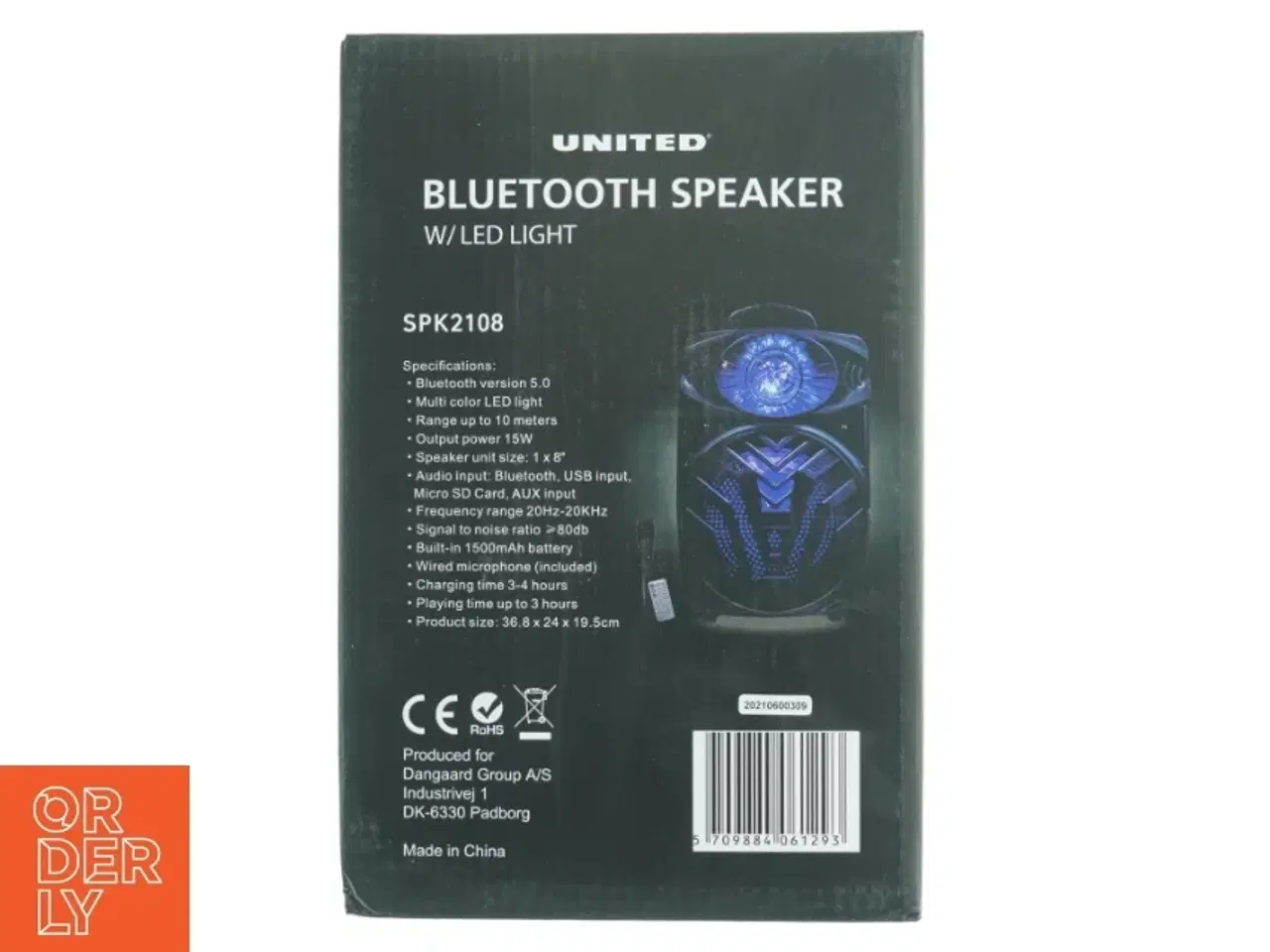 Billede 3 - Bluetooth højttaler med LED-lys fra United (str. 36,8 x 24 x 19,5 cm)